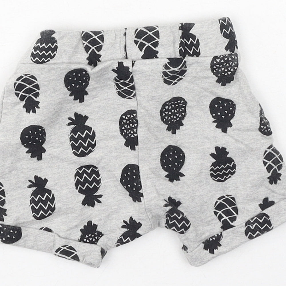George  Baby Grey  Cotton Cropped Trousers Size 0-3 Months   - pineapples