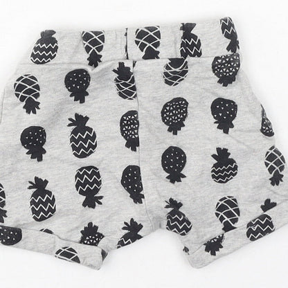 George  Baby Grey  Cotton Cropped Trousers Size 0-3 Months   - pineapples