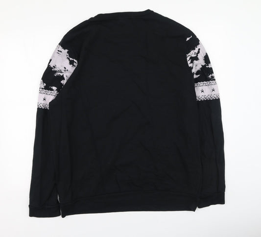 Topman Mens Black  Cotton Henley Sweatshirt Size 2XL