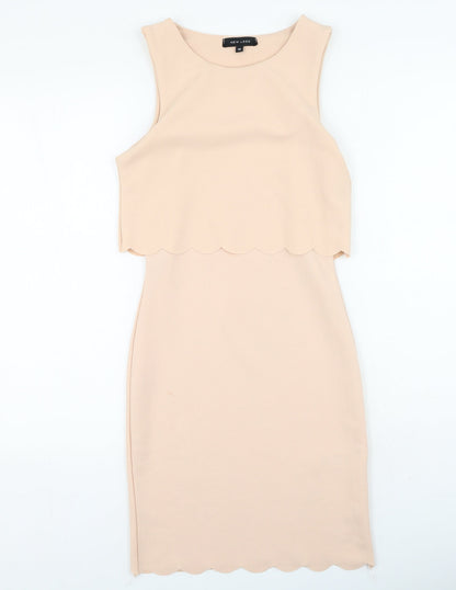 New Look Womens Pink  Polyester Bodycon  Size 10  Round Neck