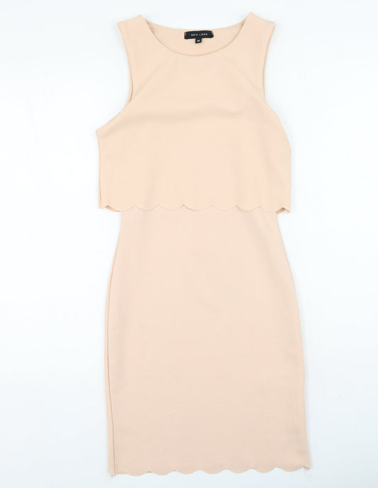 New Look Womens Pink  Polyester Bodycon  Size 10  Round Neck