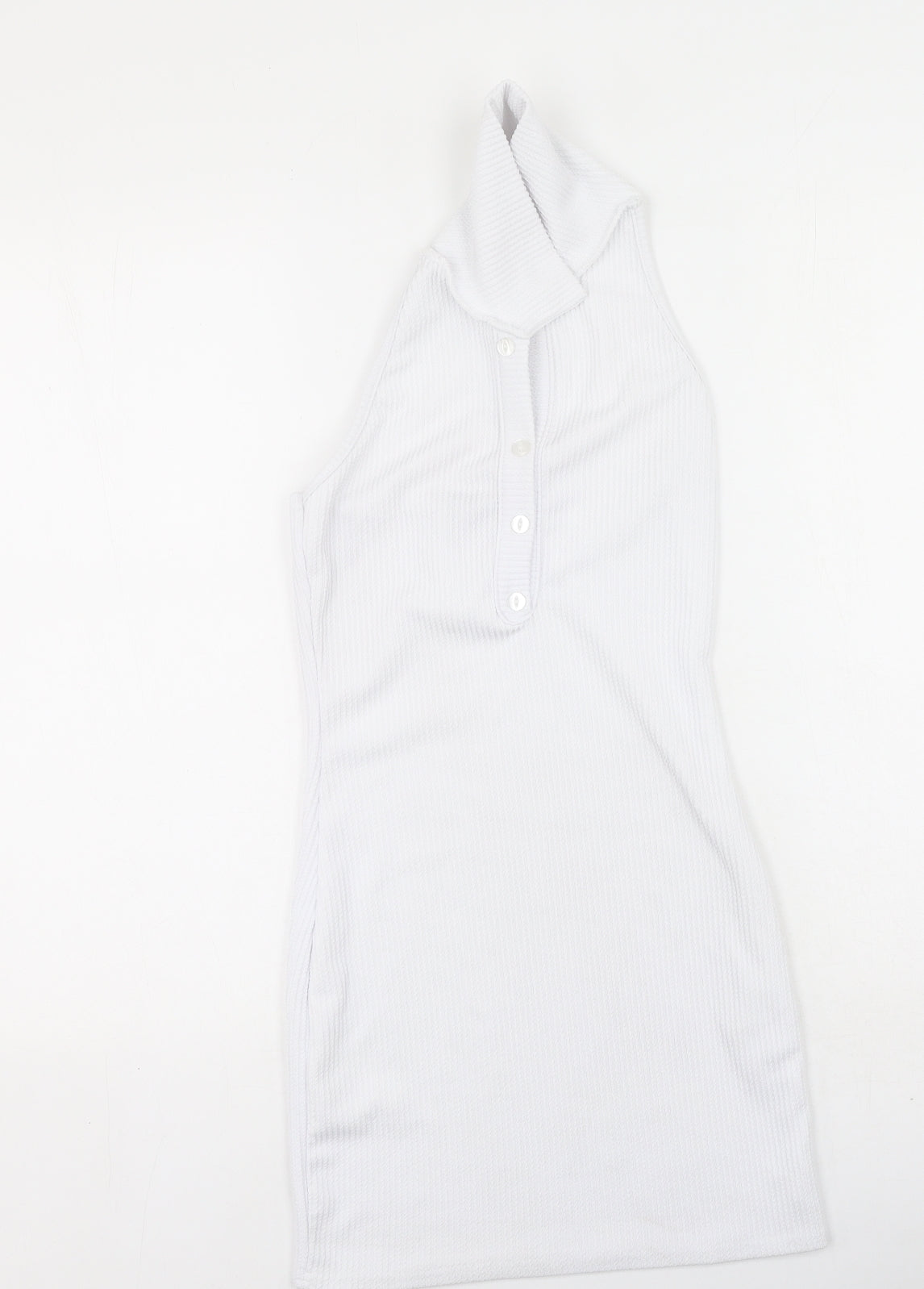 PRETTYLITTLETHING Womens White  Polyester Bodycon  Size 8  Collared