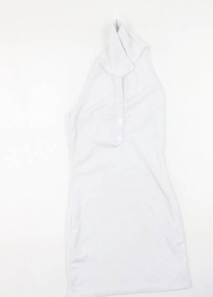 PRETTYLITTLETHING Womens White  Polyester Bodycon  Size 8  Collared