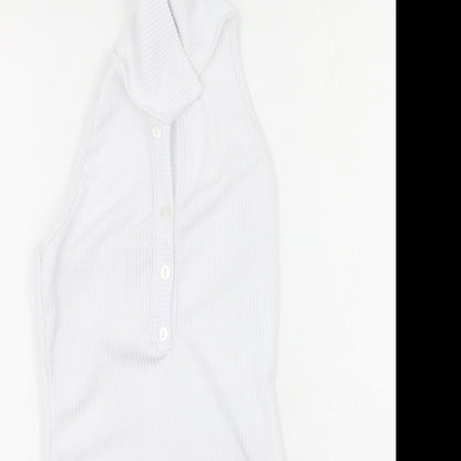 PRETTYLITTLETHING Womens White  Polyester Bodycon  Size 8  Collared