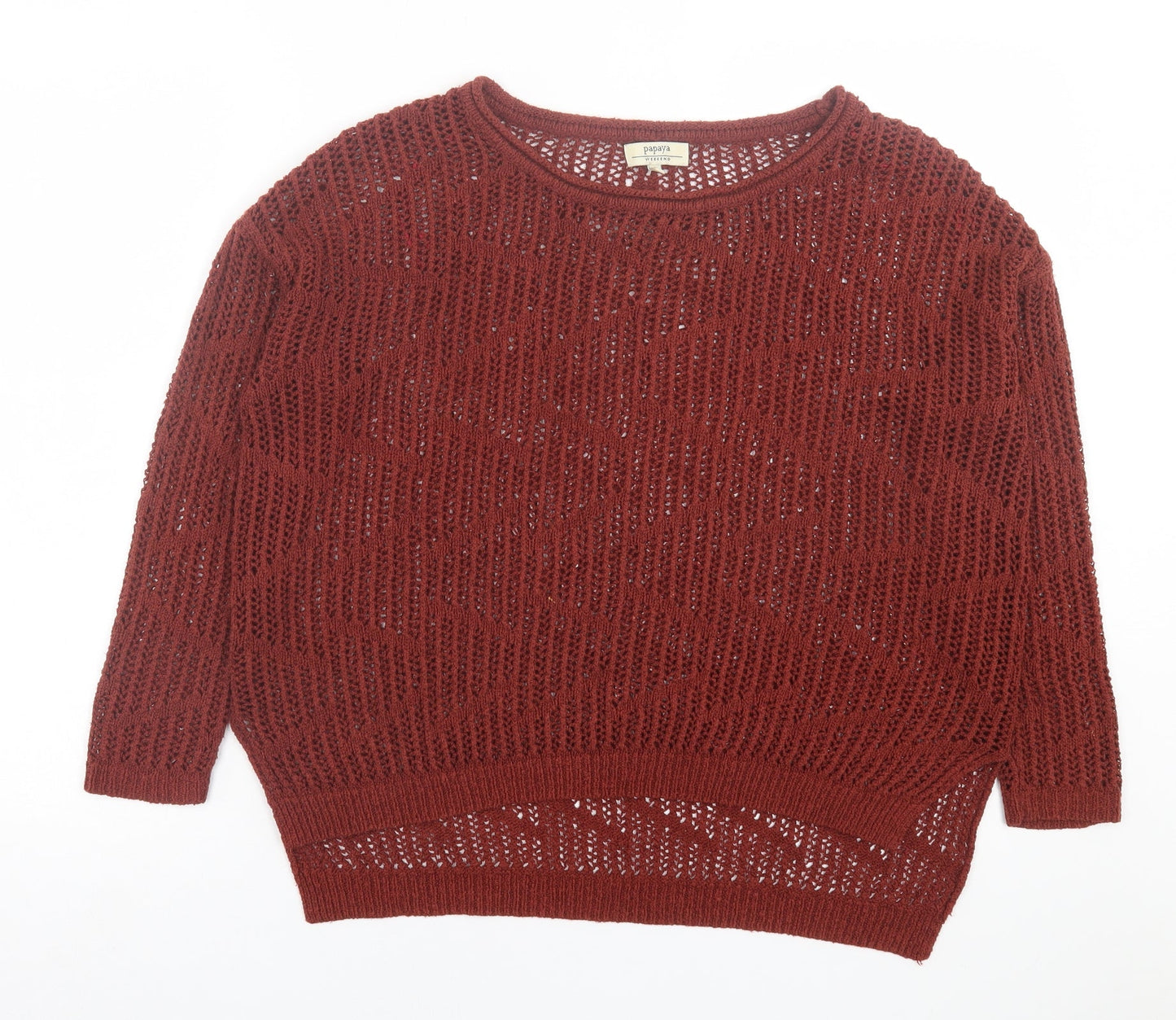 Womens UK Size S Papaya Brown Pullover Jumper
