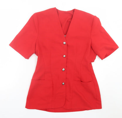 Lella Of London Womens Red  Polyester Basic Blouse Size 14 V-Neck