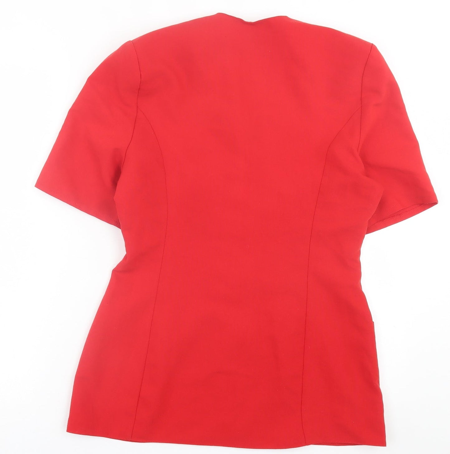 Lella Of London Womens Red  Polyester Basic Blouse Size 14 V-Neck