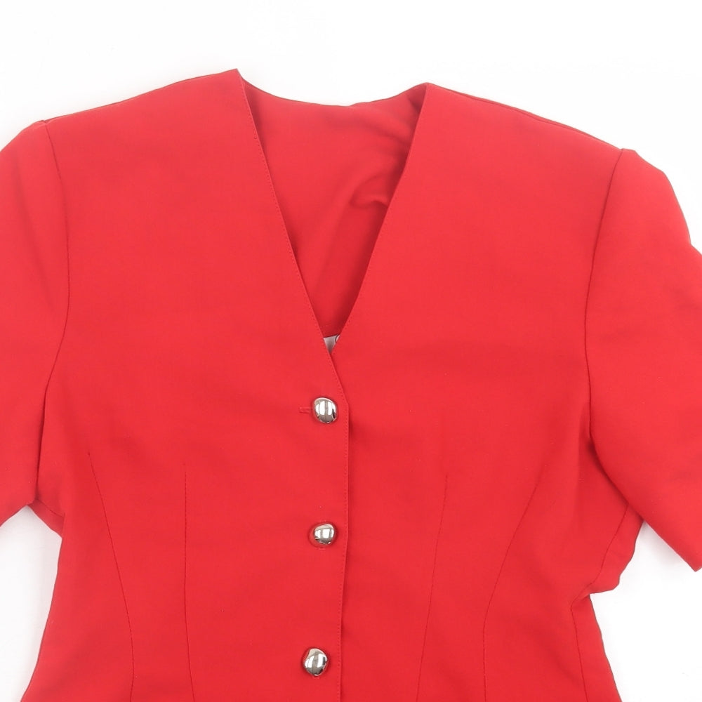 Lella Of London Womens Red  Polyester Basic Blouse Size 14 V-Neck