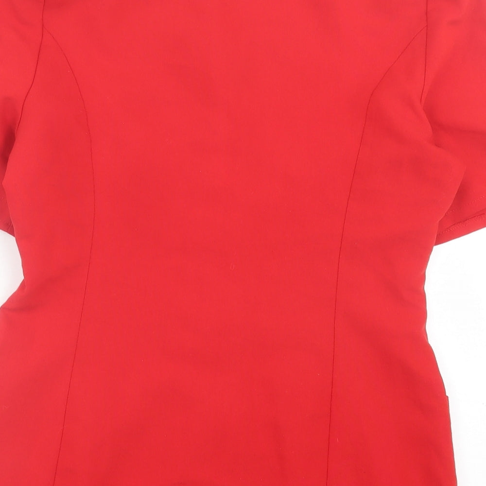 Lella Of London Womens Red  Polyester Basic Blouse Size 14 V-Neck