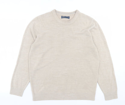 Easy Mens Brown Crew Neck  Acrylic Pullover Jumper Size L