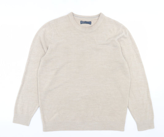 Easy Mens Brown Crew Neck  Acrylic Pullover Jumper Size L