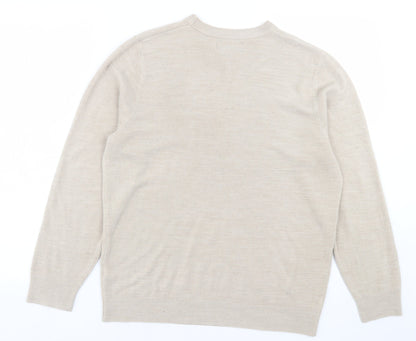 Easy Mens Brown Crew Neck  Acrylic Pullover Jumper Size L