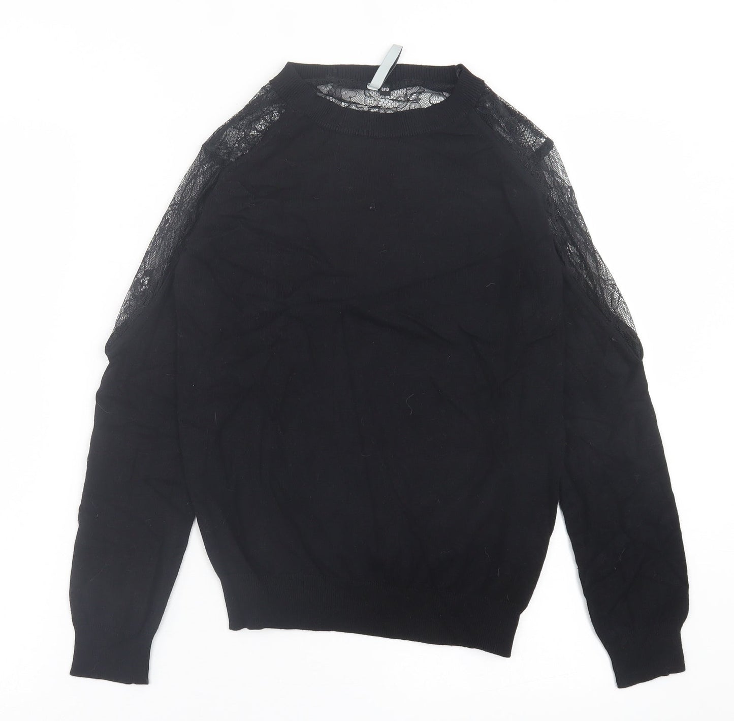 Intuition Womens Black Crew Neck  Viscose Pullover Jumper Size 8