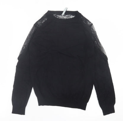 Intuition Womens Black Crew Neck  Viscose Pullover Jumper Size 8