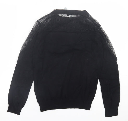 Intuition Womens Black Crew Neck  Viscose Pullover Jumper Size 8