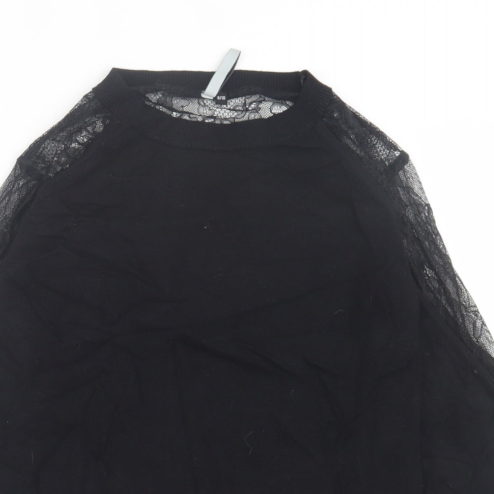 Intuition Womens Black Crew Neck  Viscose Pullover Jumper Size 8