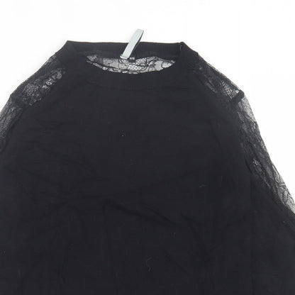 Intuition Womens Black Crew Neck  Viscose Pullover Jumper Size 8