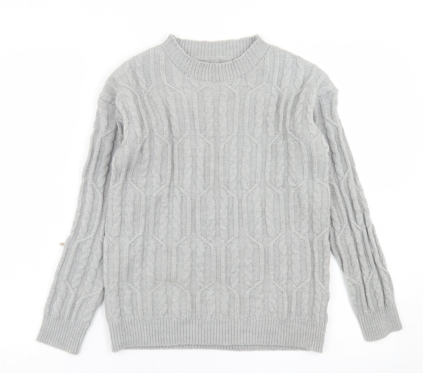 SheIn Womens Grey Crew Neck  Acrylic Pullover Jumper Size S