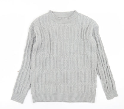 SheIn Womens Grey Crew Neck  Acrylic Pullover Jumper Size S