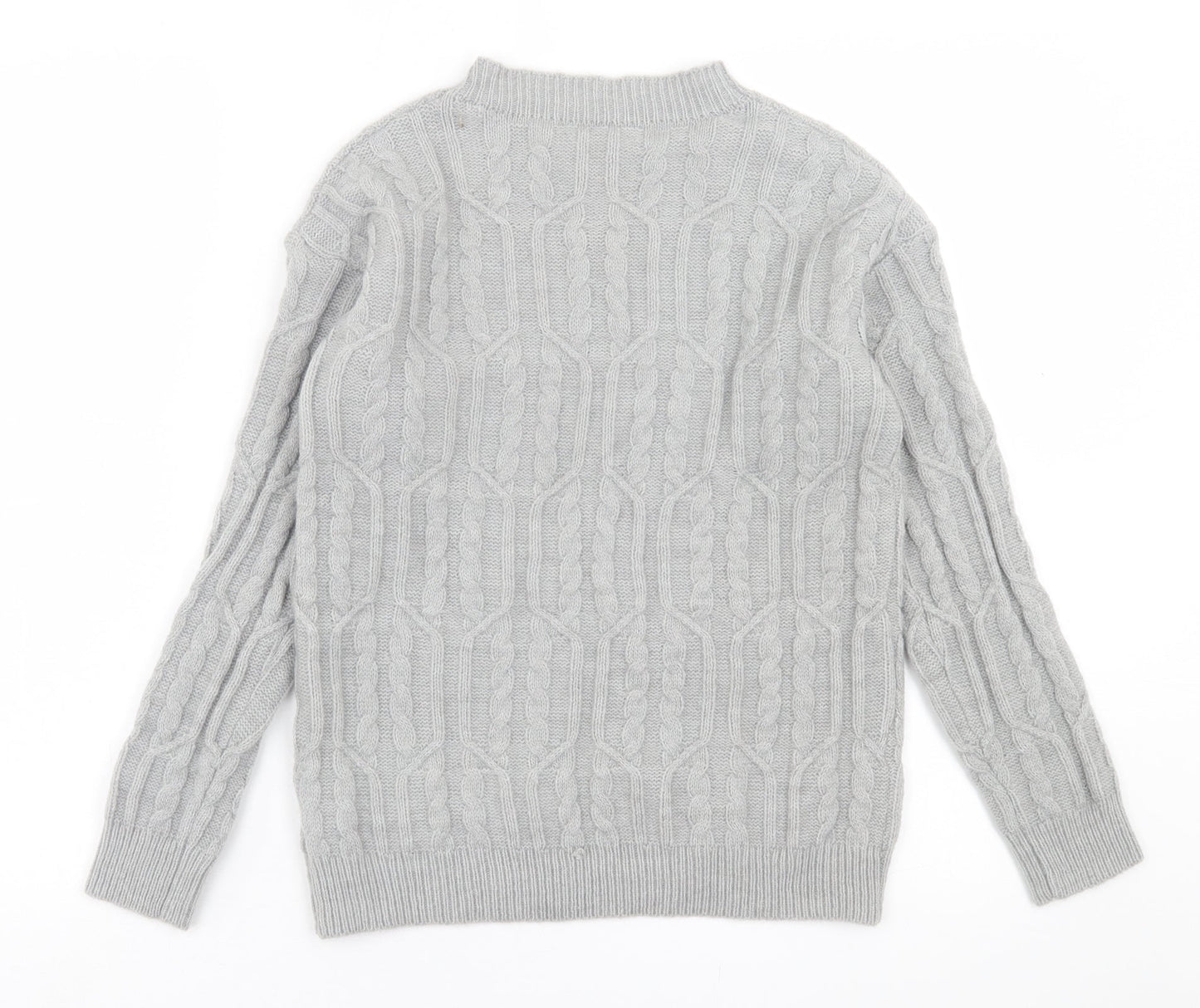 SheIn Womens Grey Crew Neck  Acrylic Pullover Jumper Size S