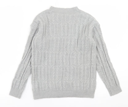 SheIn Womens Grey Crew Neck  Acrylic Pullover Jumper Size S