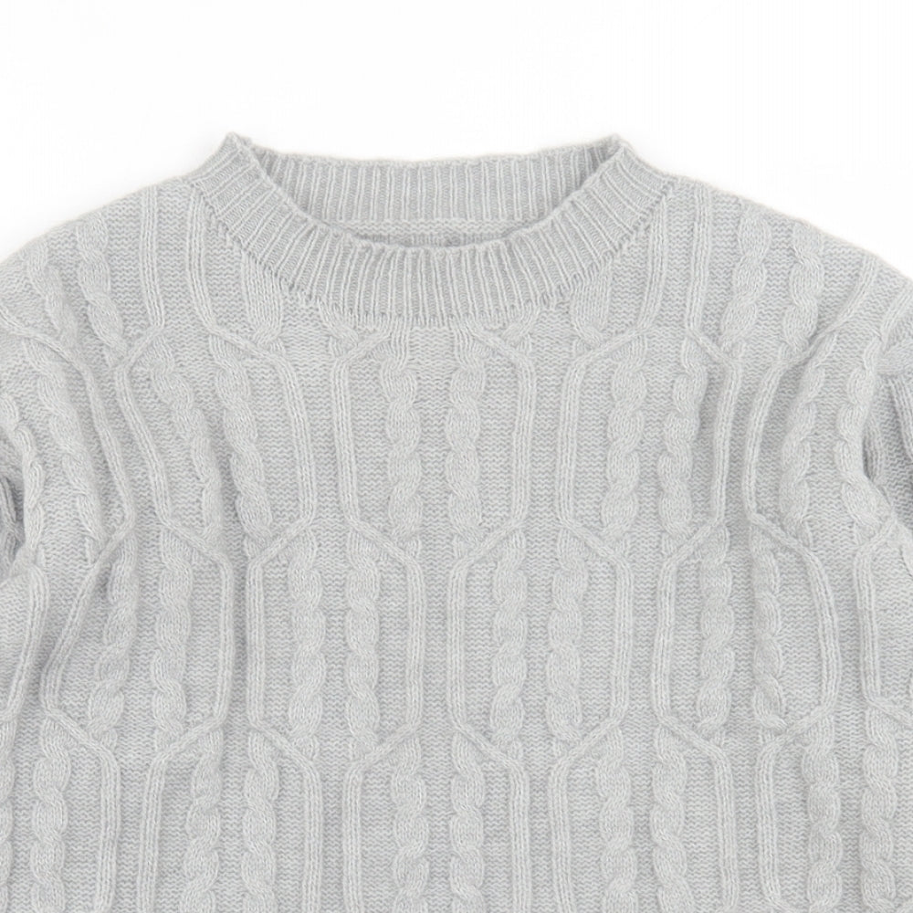 SheIn Womens Grey Crew Neck  Acrylic Pullover Jumper Size S