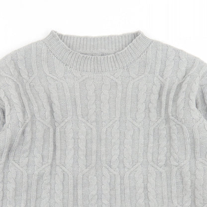 SheIn Womens Grey Crew Neck  Acrylic Pullover Jumper Size S