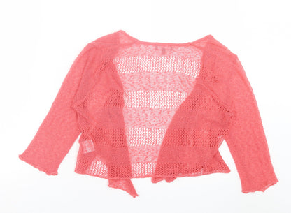 First Avenue Womens Pink V-Neck  Acrylic Cardigan Jumper Size L