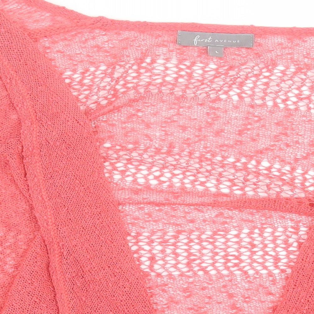 First Avenue Womens Pink V-Neck  Acrylic Cardigan Jumper Size L