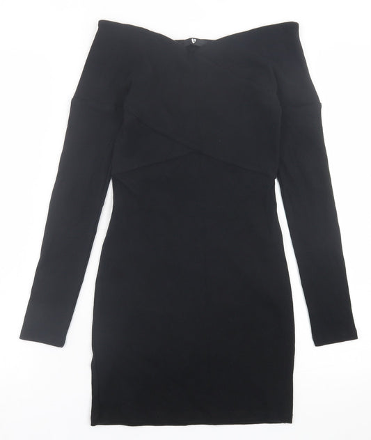 Very Womens Black  Cotton Bodycon  Size 8  Off the Shoulder Pullover