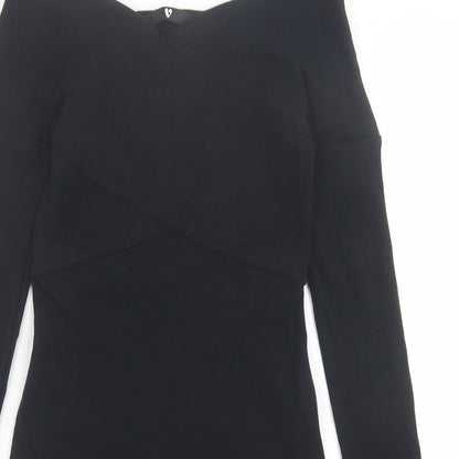 Very Womens Black  Cotton Bodycon  Size 8  Off the Shoulder Pullover