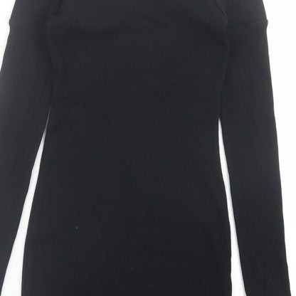 Very Womens Black  Cotton Bodycon  Size 8  Off the Shoulder Pullover