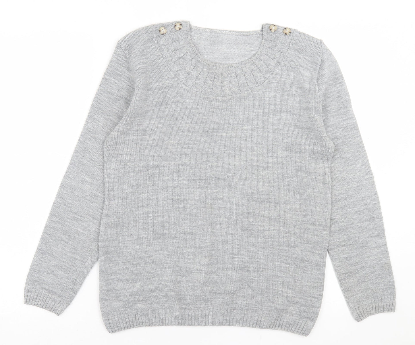Preworn Womens Grey Crew Neck  Acrylic Pullover Jumper Size S