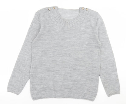 Preworn Womens Grey Crew Neck  Acrylic Pullover Jumper Size S