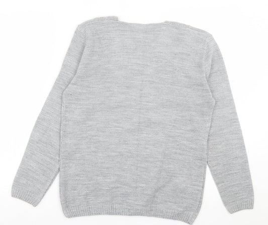 Preworn Womens Grey Crew Neck  Acrylic Pullover Jumper Size S