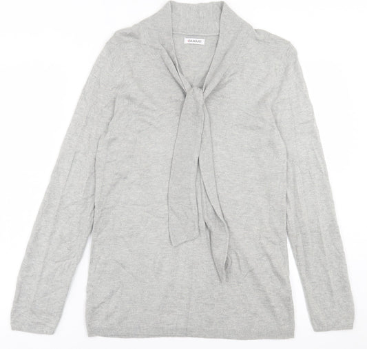 Damart Womens Grey V-Neck  Viscose Pullover Jumper Size 10