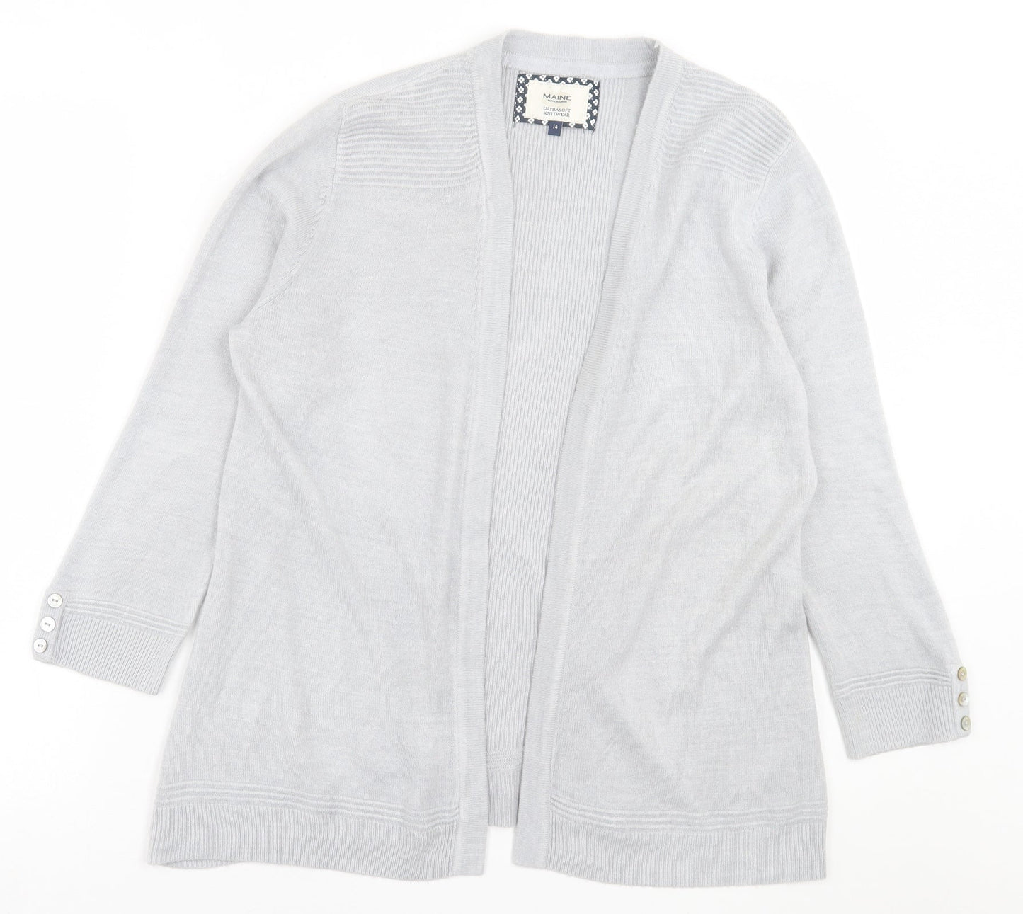 Womens UK Size 14 Maine Grey Cardigan Jumper