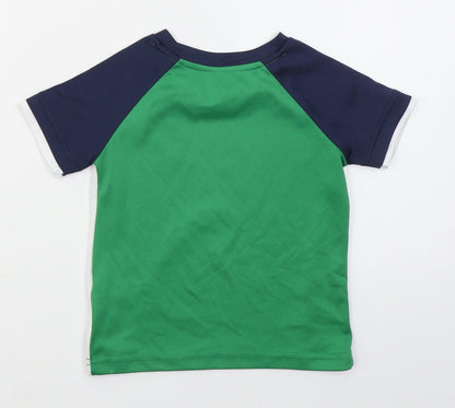 Dunnes Boys Green  Polyester Basic T-Shirt Size 3 Years Crew Neck Pullover - Northern Island