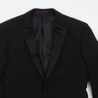 Mens UK Size 38 Charlton Gray Regular Black Suit Jacket