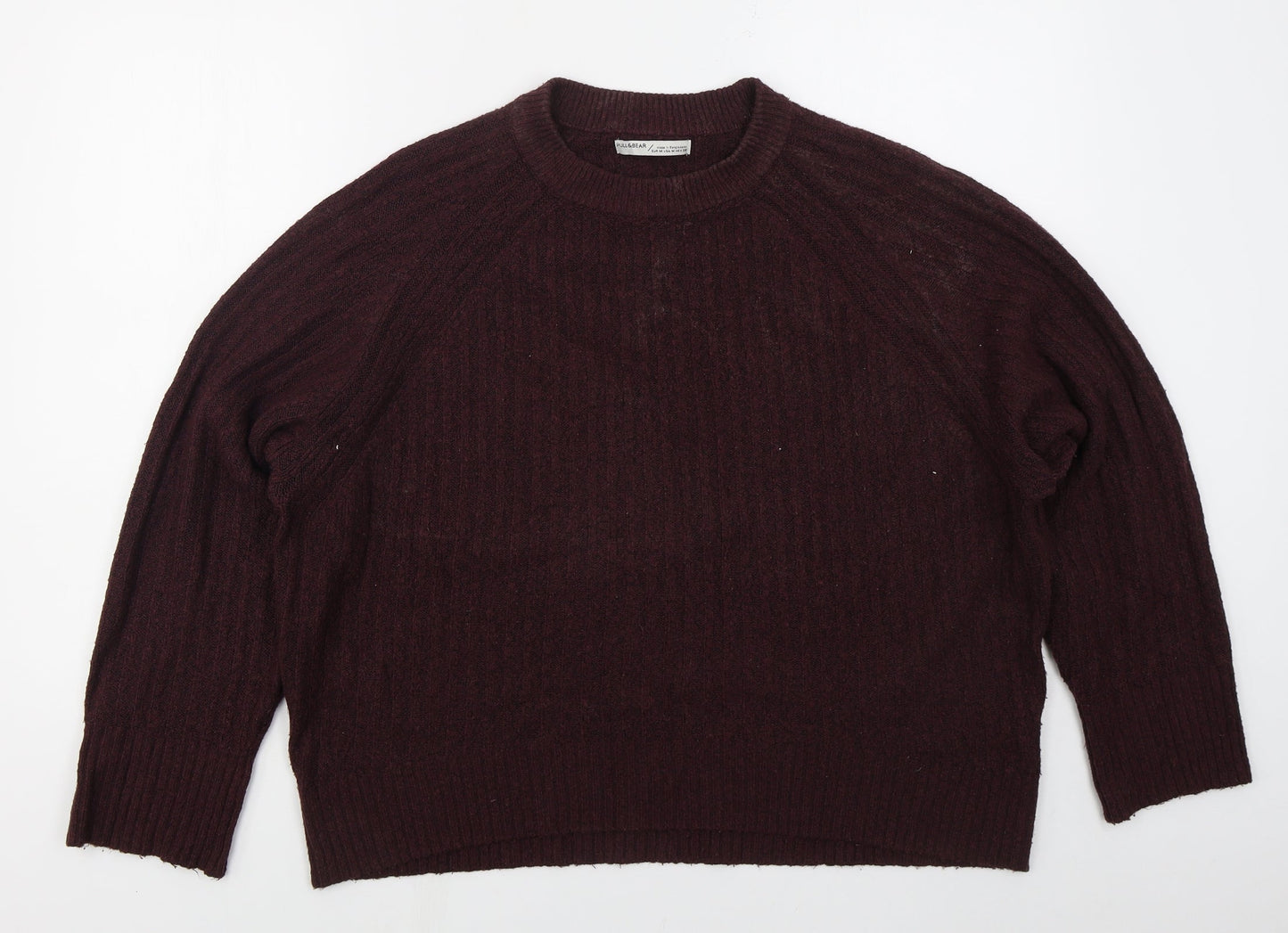 Pull & Bear Womens Purple Crew Neck  Acrylic Pullover Jumper Size M