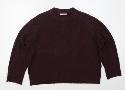 Pull & Bear Womens Purple Crew Neck  Acrylic Pullover Jumper Size M