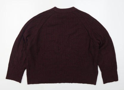 Pull & Bear Womens Purple Crew Neck  Acrylic Pullover Jumper Size M