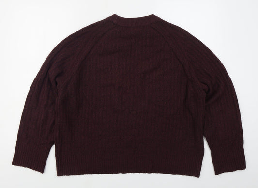 Pull & Bear Womens Purple Crew Neck  Acrylic Pullover Jumper Size M