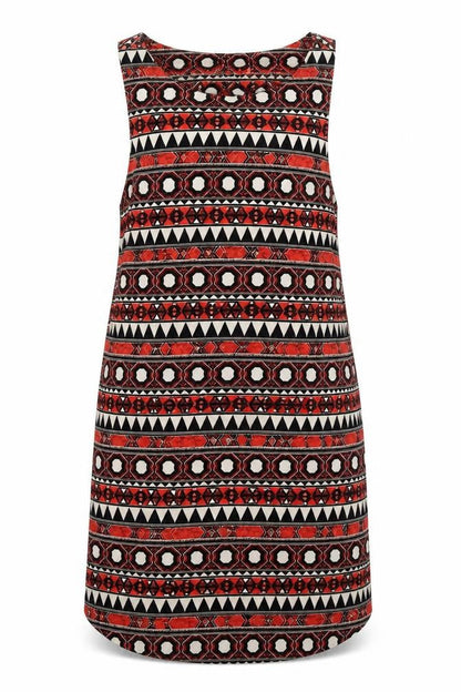 H&M Womens Red Geometric Polyester Tank Dress  Size 10  Round Neck Pullover