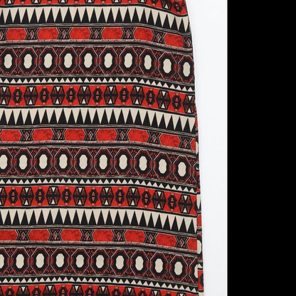 H&M Womens Red Geometric Polyester Tank Dress  Size 10  Round Neck Pullover