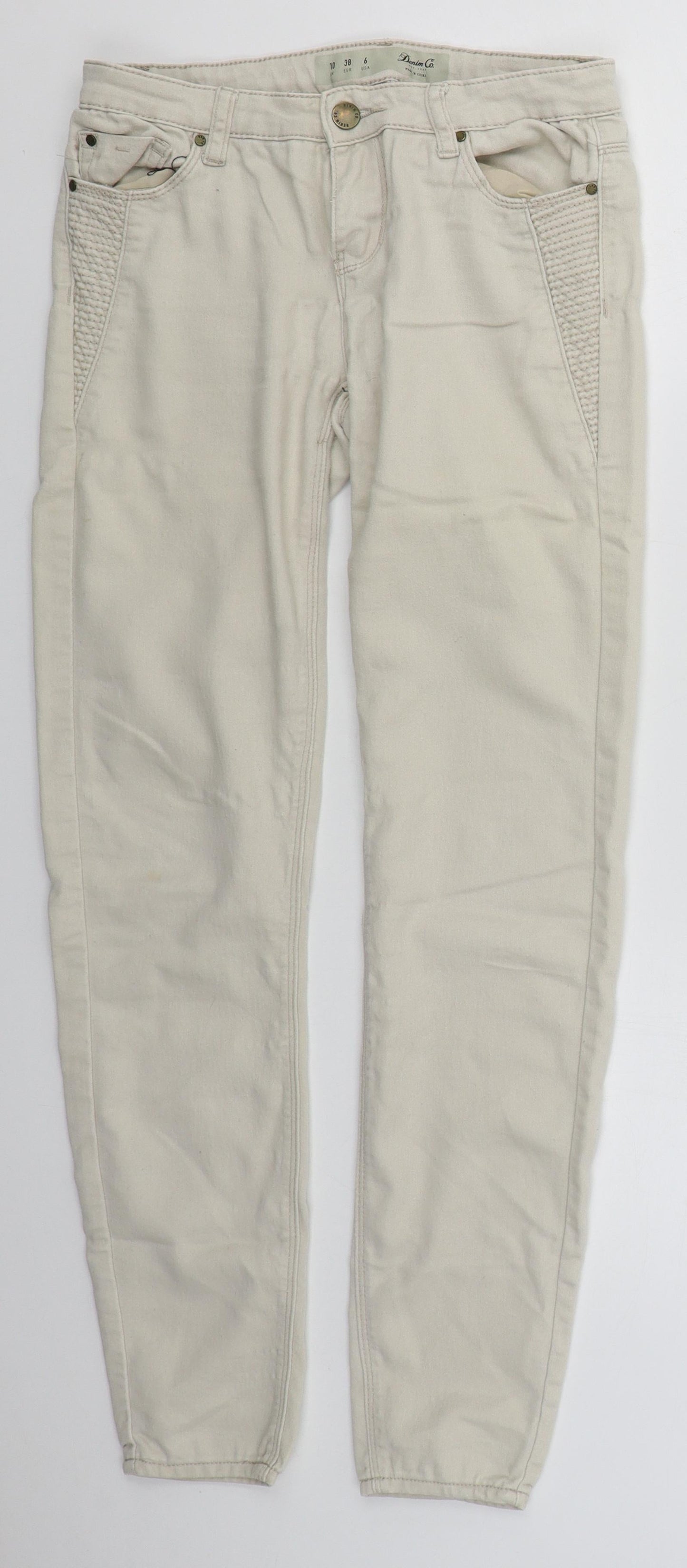 Denim Co Womens Beige  Cotton Skinny Jeans Size 10 L29 in Regular Button