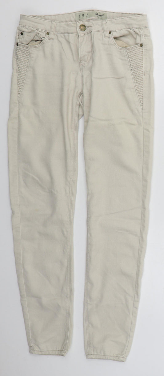 Denim Co Womens Beige  Cotton Skinny Jeans Size 10 L29 in Regular Button