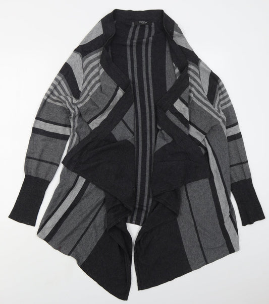 George Womens Grey V-Neck Striped Viscose Cardigan Jumper Size 14
