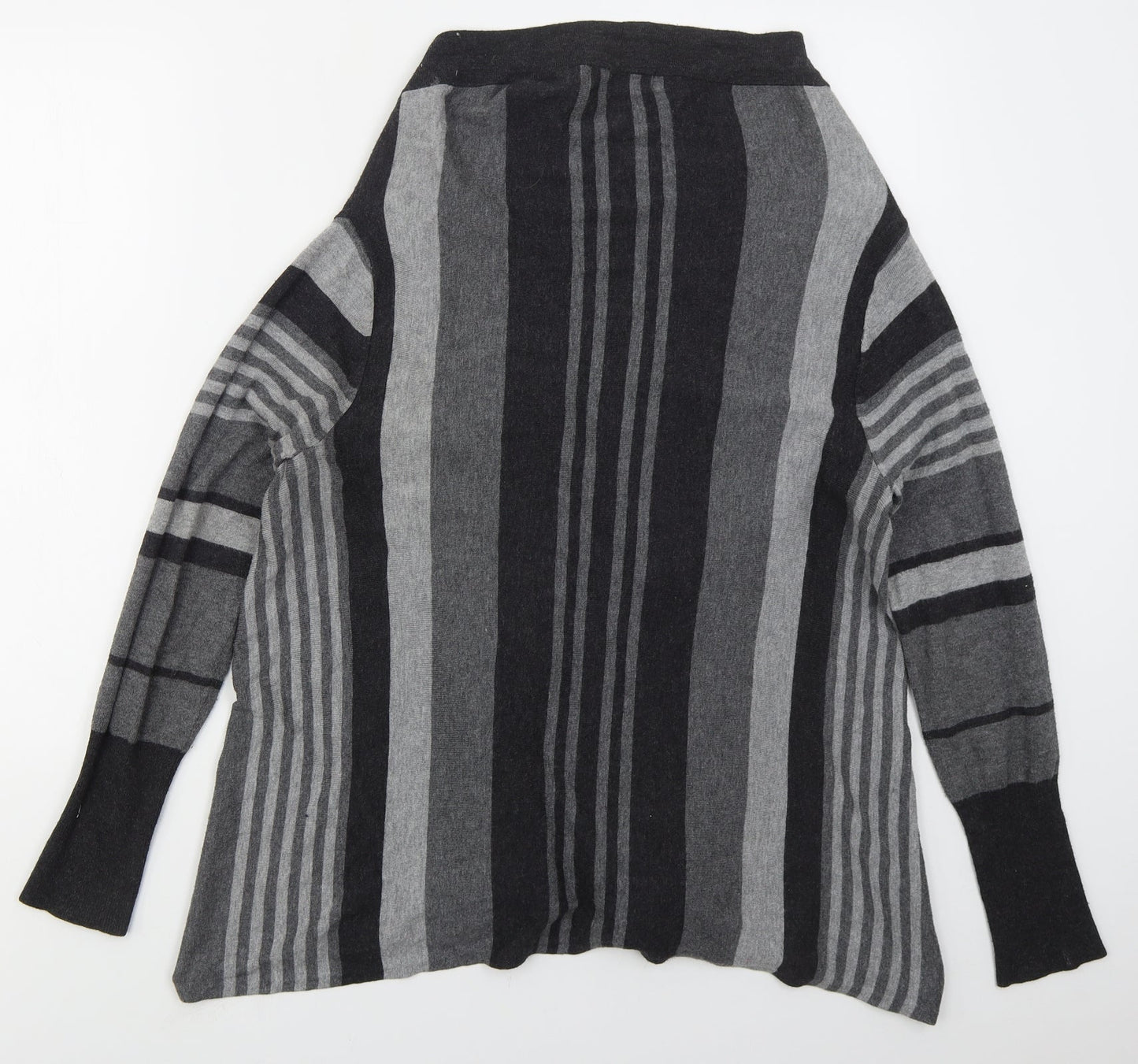 George Womens Grey V-Neck Striped Viscose Cardigan Jumper Size 14