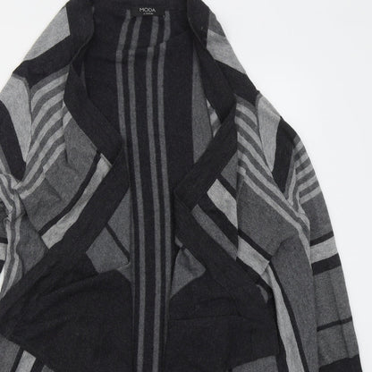 George Womens Grey V-Neck Striped Viscose Cardigan Jumper Size 14